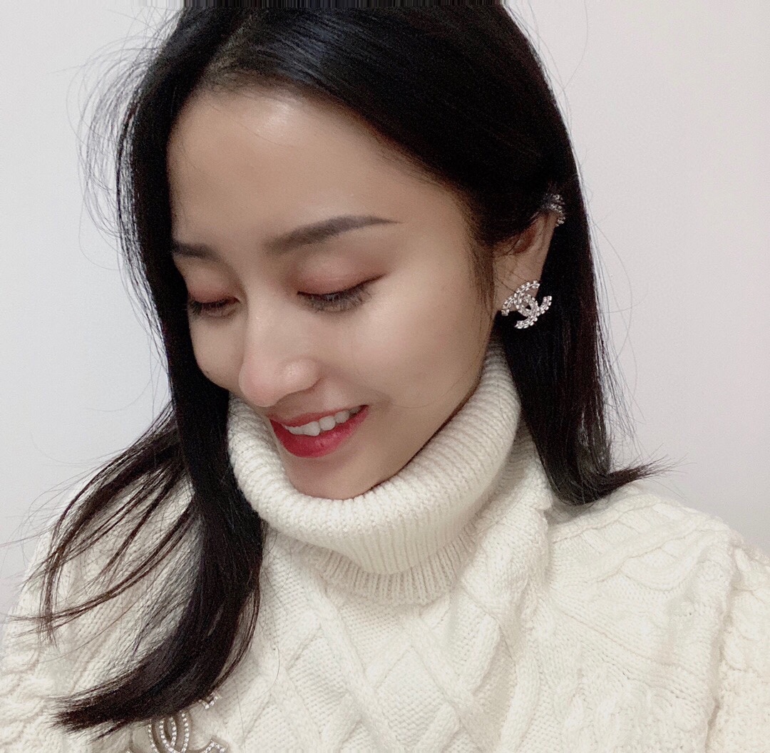 Chanel earring cc crystal big size 108608