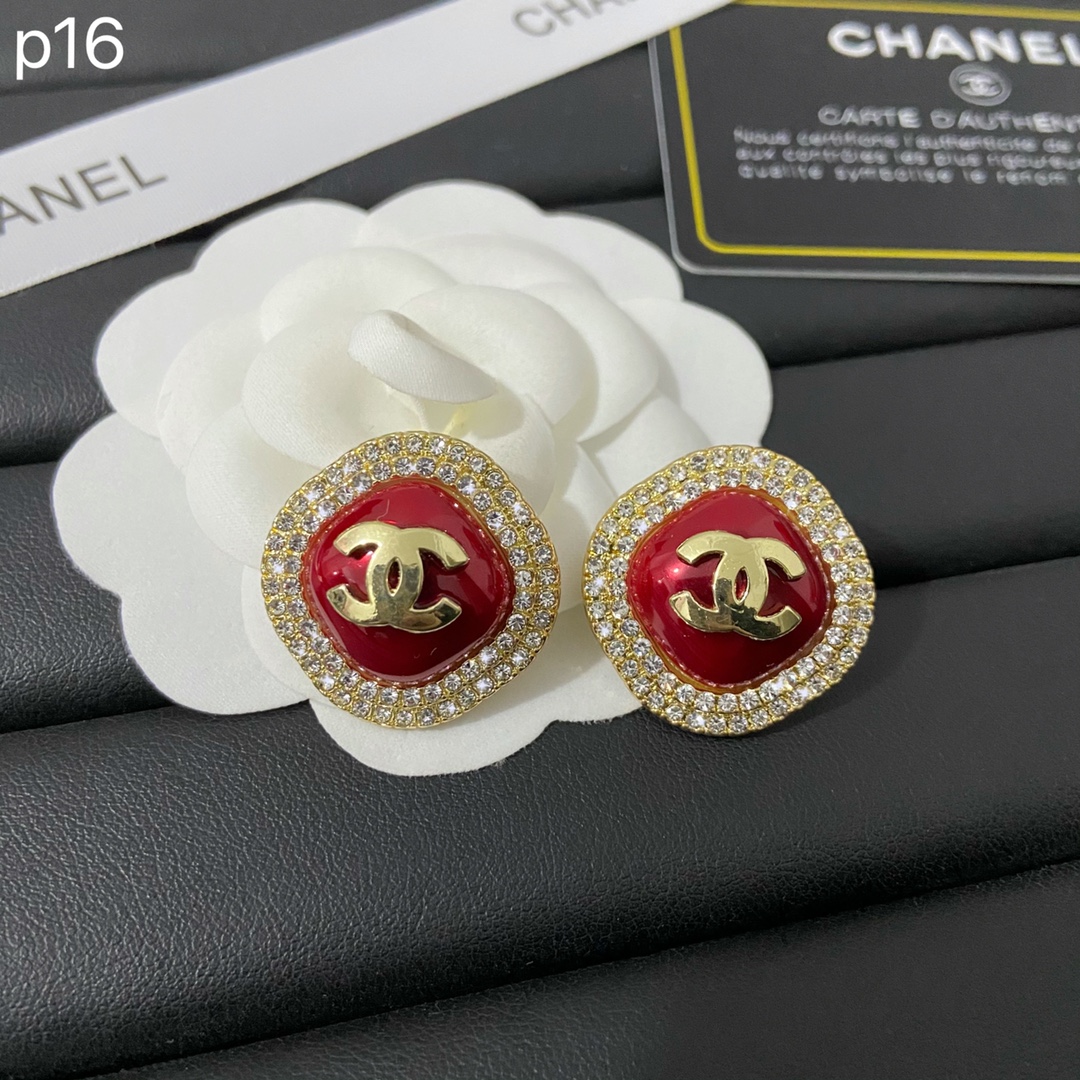 Fashion Red crystal chanel earring 108635
