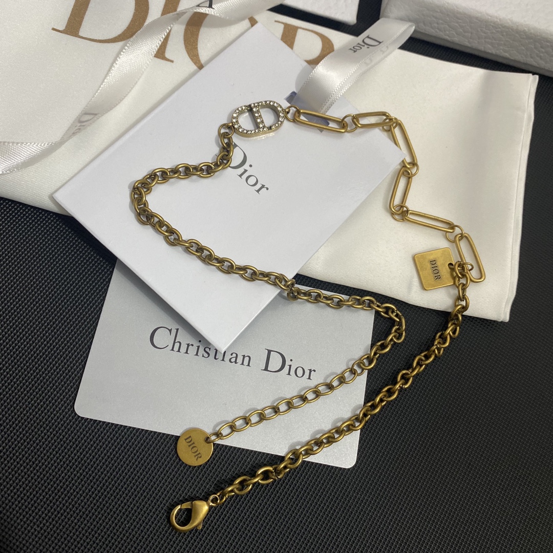 B395 Dior vintage copper bronze necklace