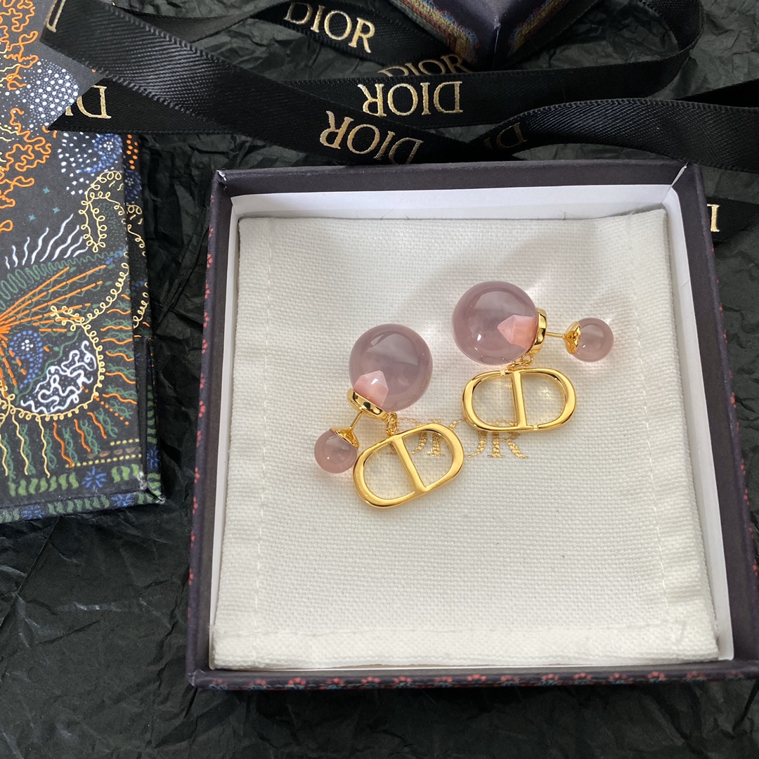 A390 Dior pink ball sweet candy earrings