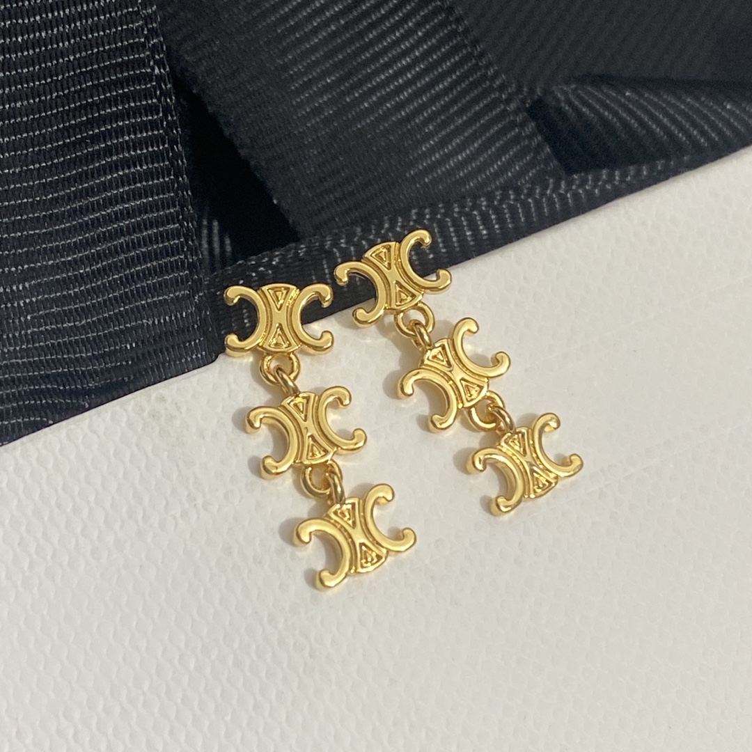 A972 CELINE logo gold earrings
