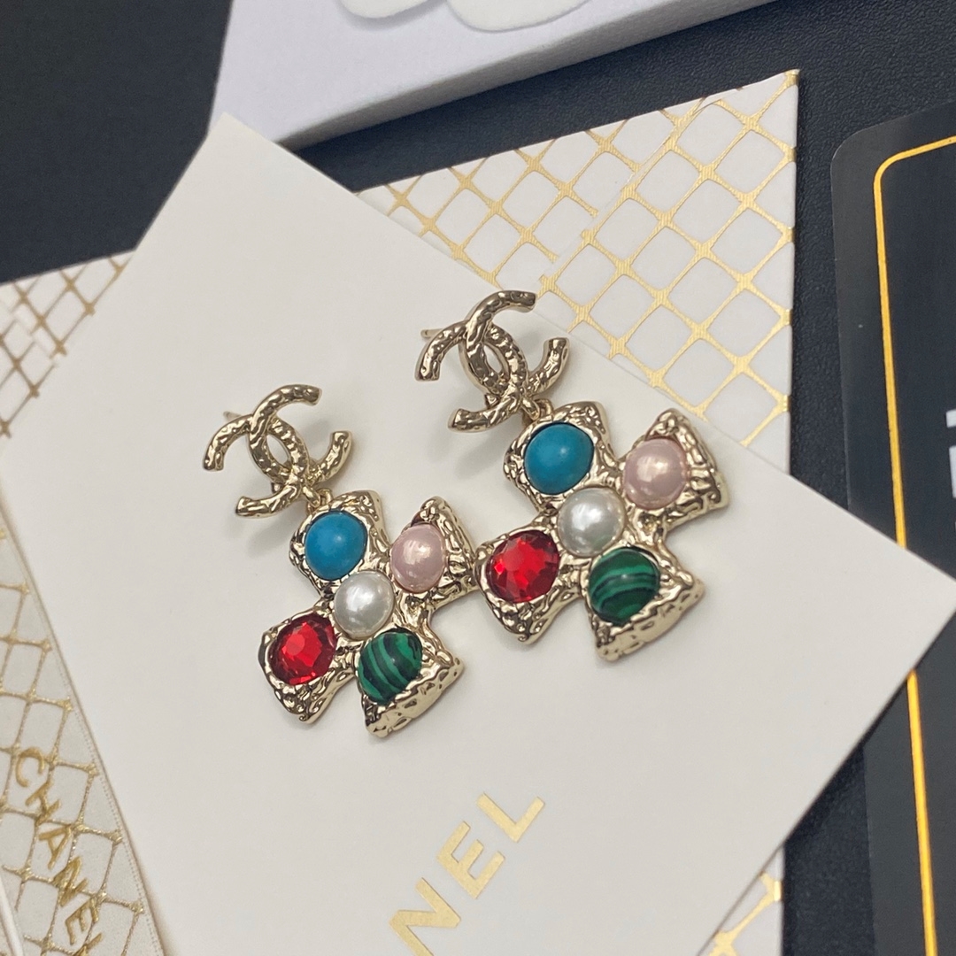 A872 Chanel earrings Colorful Bohemia