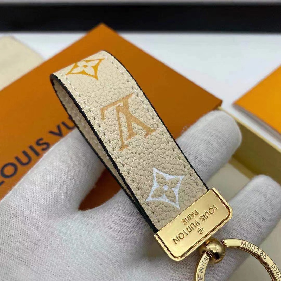 LV Louis vuitton leather Monogram key chain/hoop