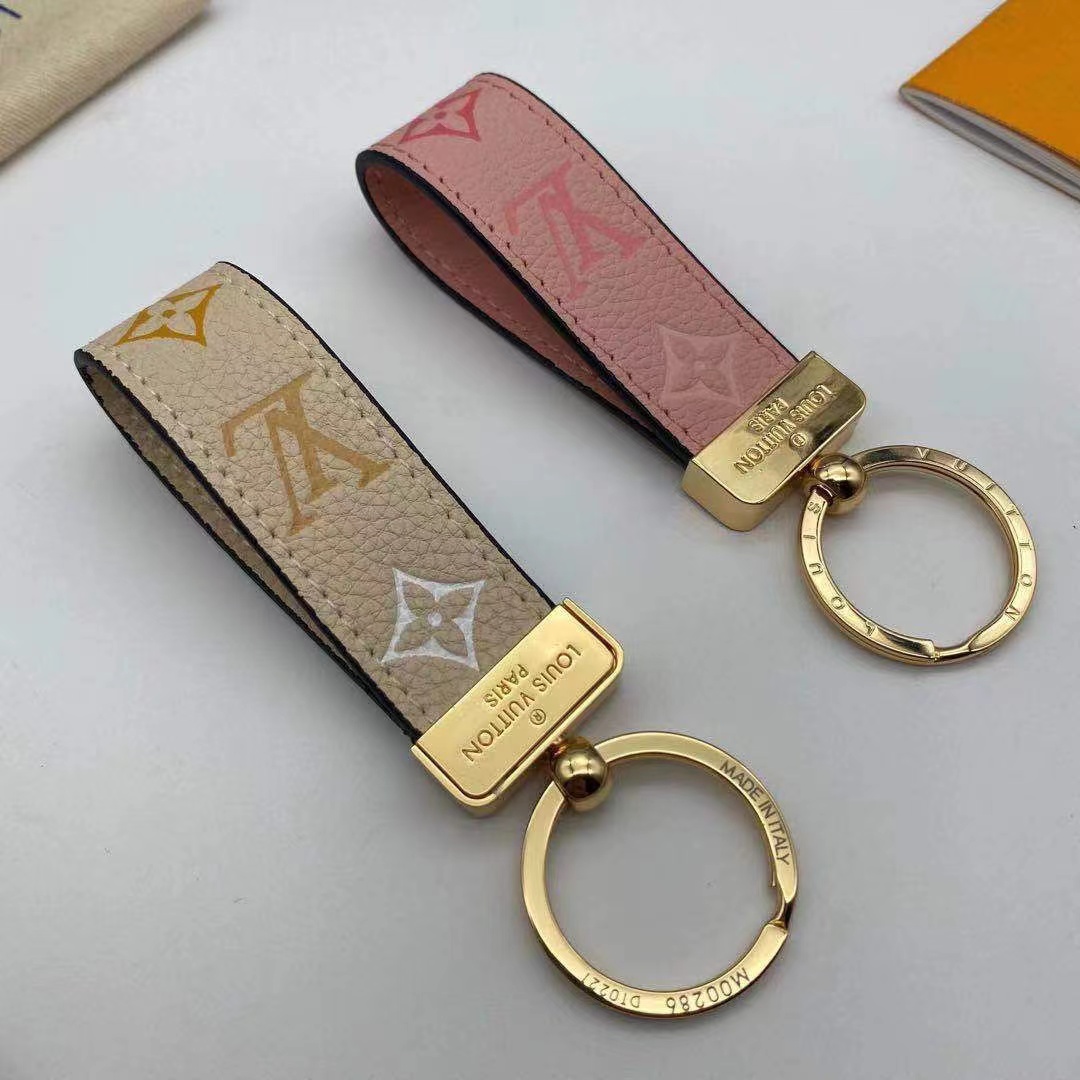 LV Louis vuitton leather Monogram key chain/hoop