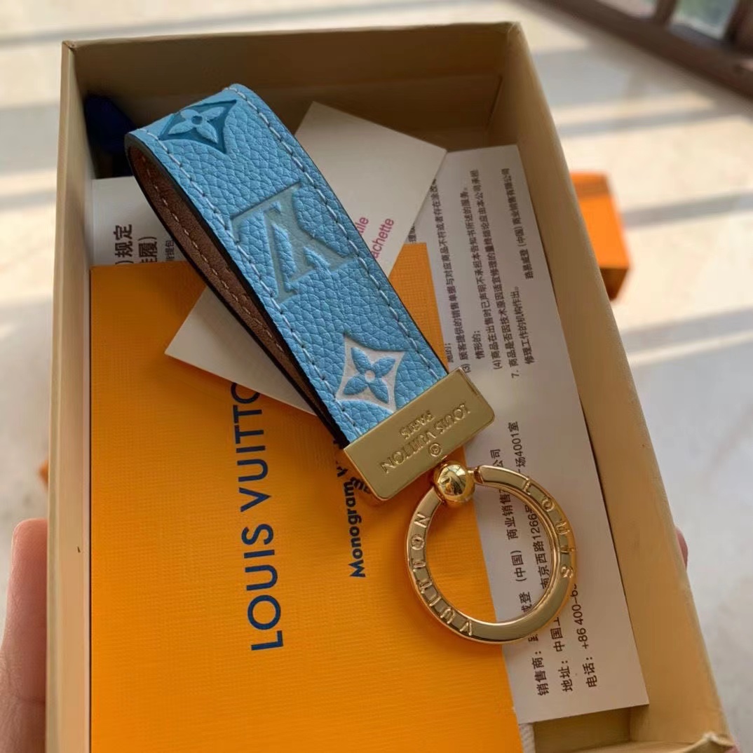 LV Louis vuitton leather Monogram key chain/hoop