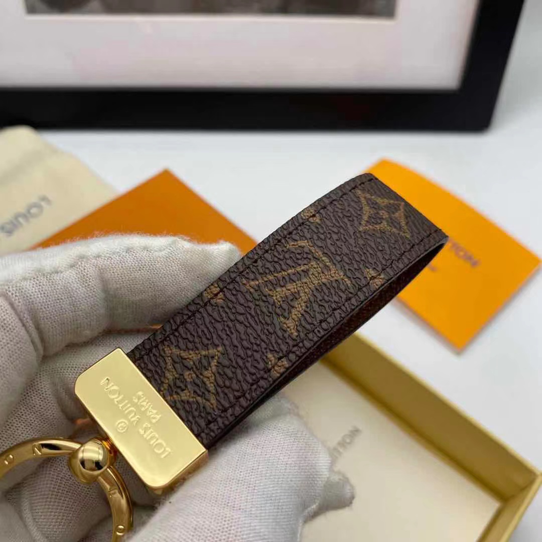 LV Louis vuitton leather Monogram key chain/hoop