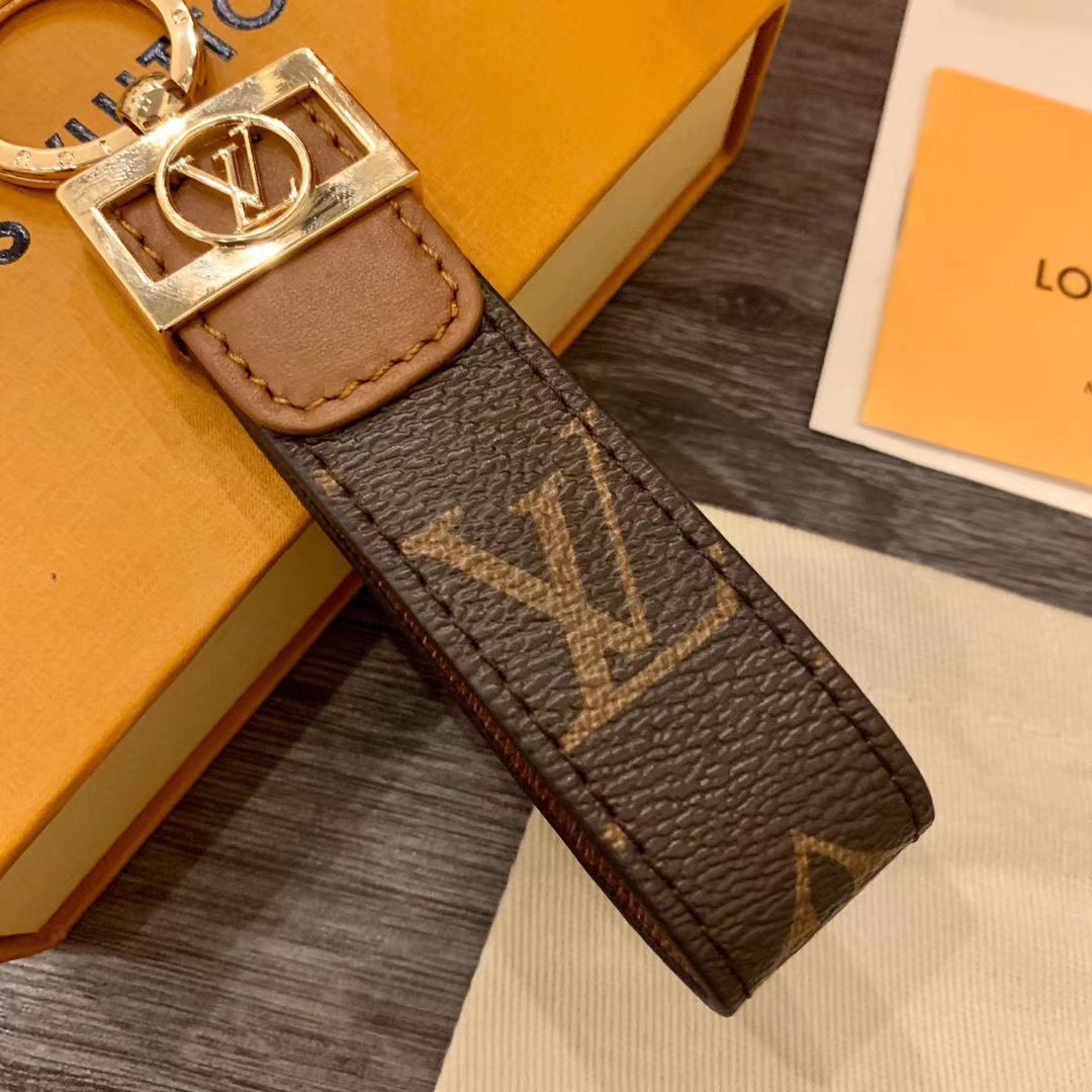 LV Louis vuitton leather Monogram key chain/hoop