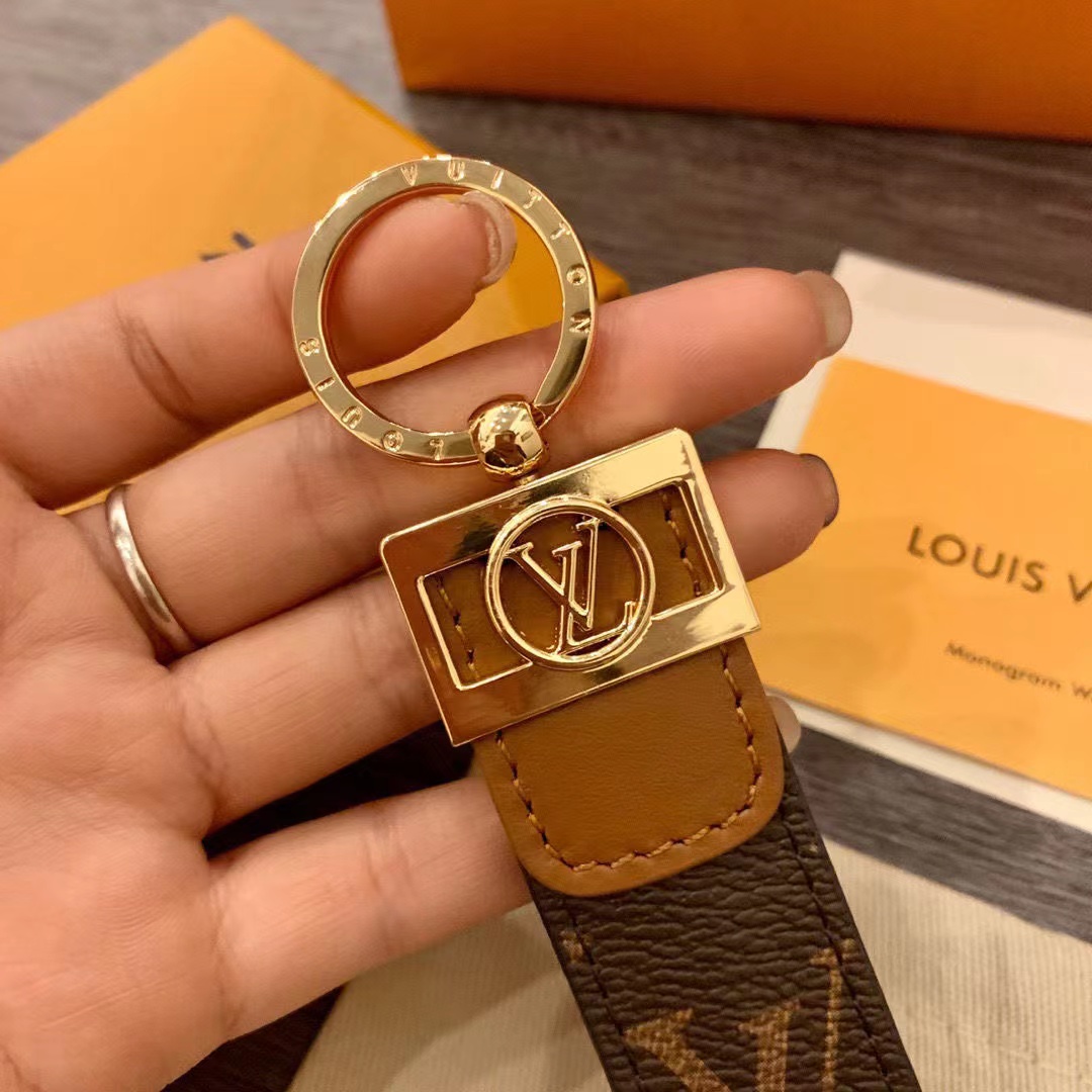 LV Louis vuitton leather Monogram key chain/hoop