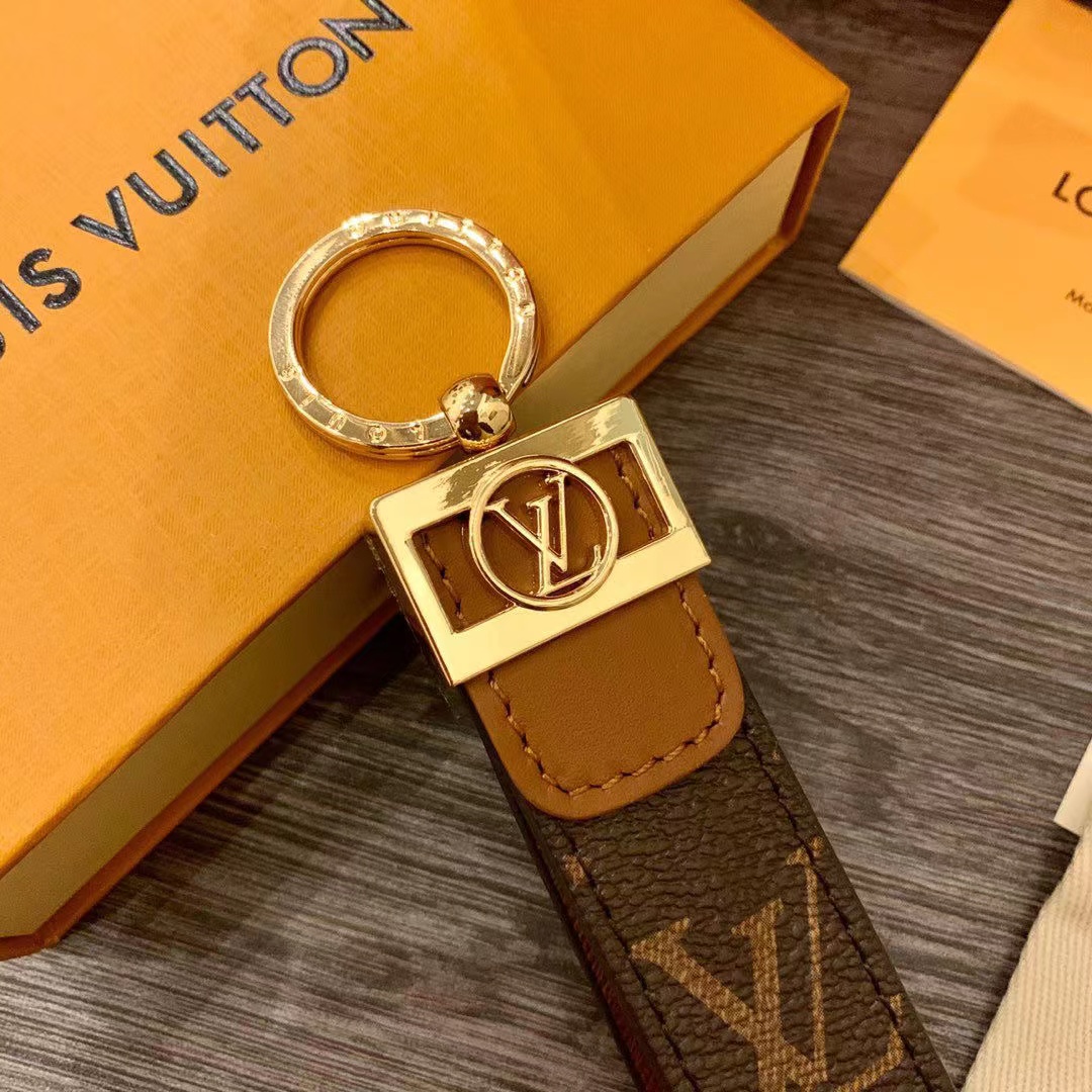 LV Louis vuitton leather Monogram key chain/hoop