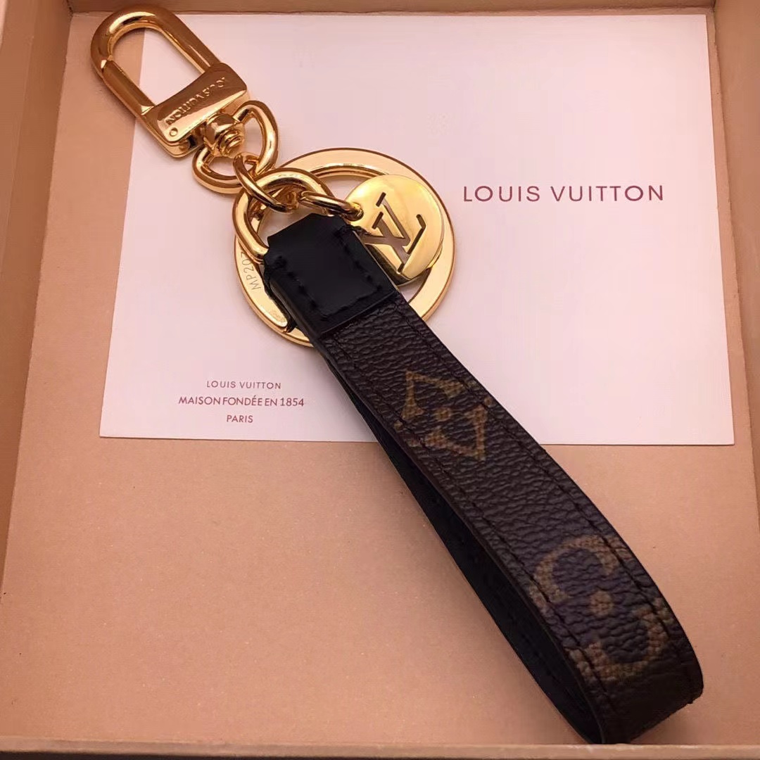 LV Louis vuitton leather Monogram key chain/hoop