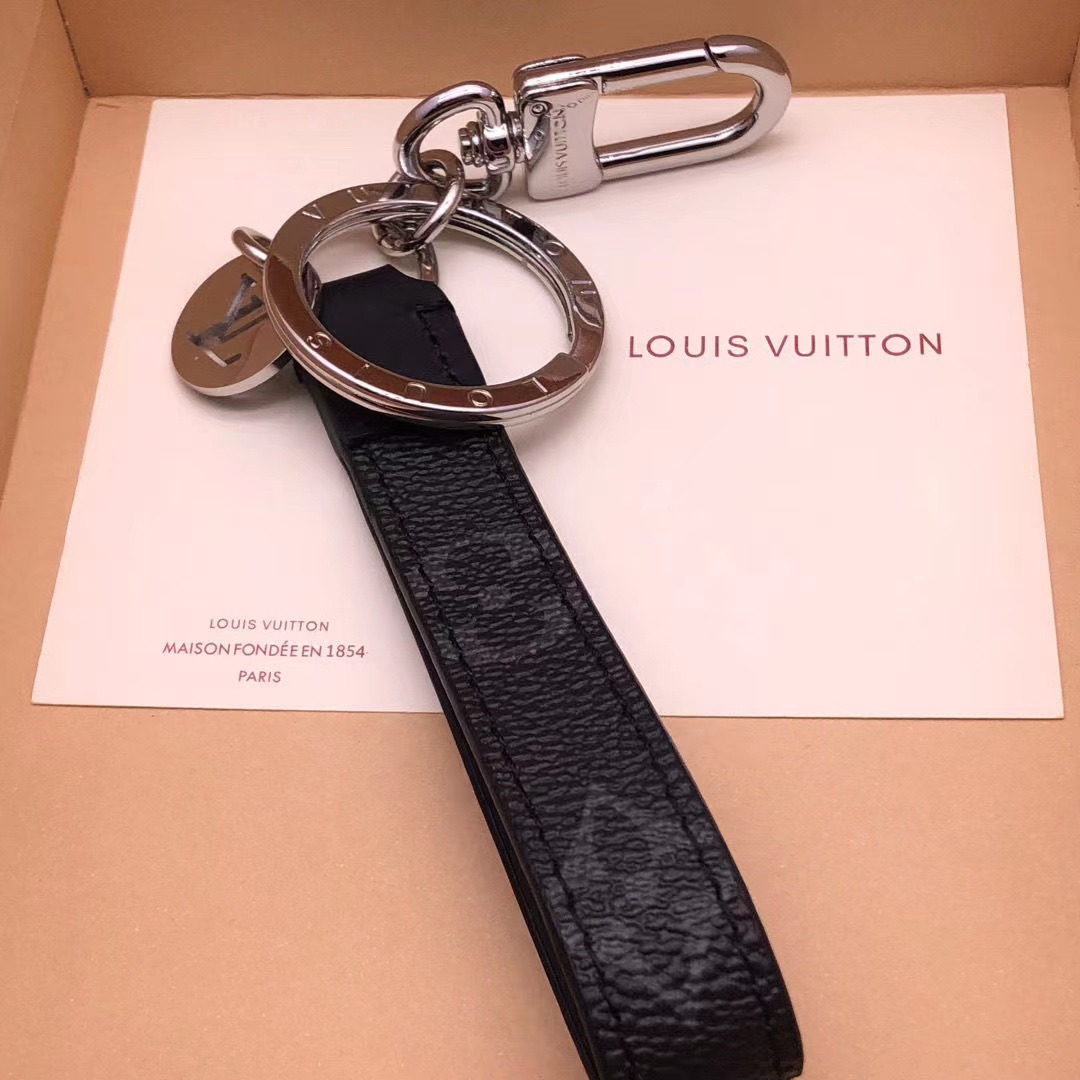 LV Louis vuitton leather Monogram key chain/hoop