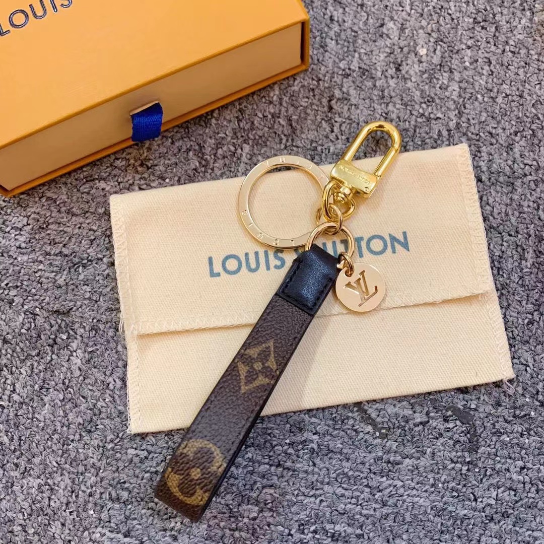 LV Louis vuitton leather Monogram key chain/hoop