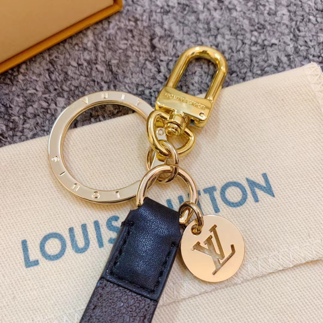 LV Louis vuitton leather Monogram key chain/hoop