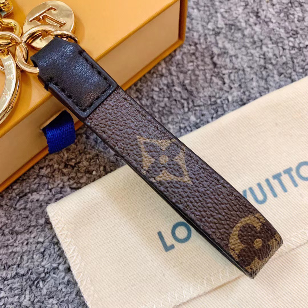 LV Louis vuitton leather Monogram key chain/hoop