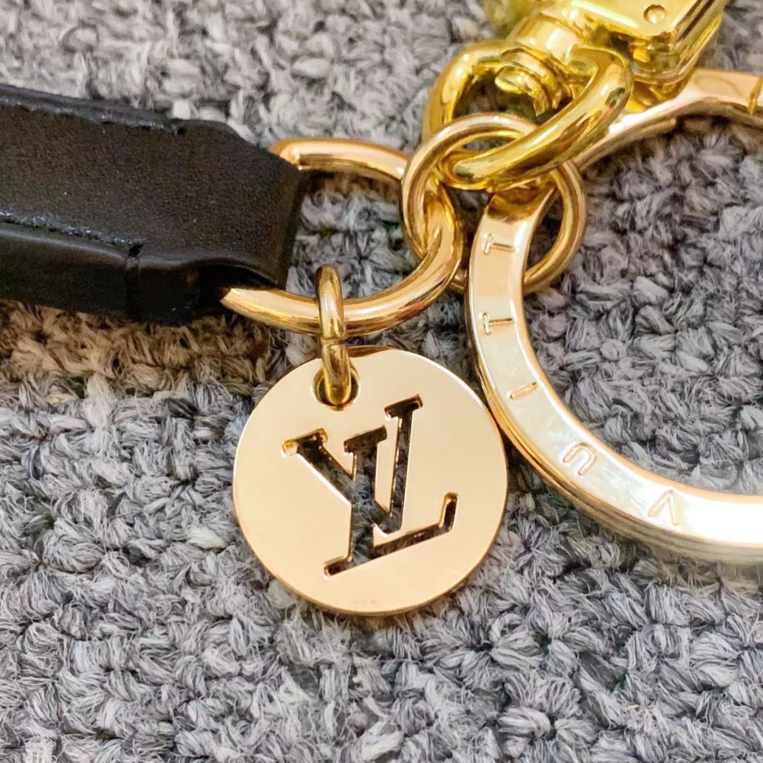 LV Louis vuitton leather Monogram key chain/hoop