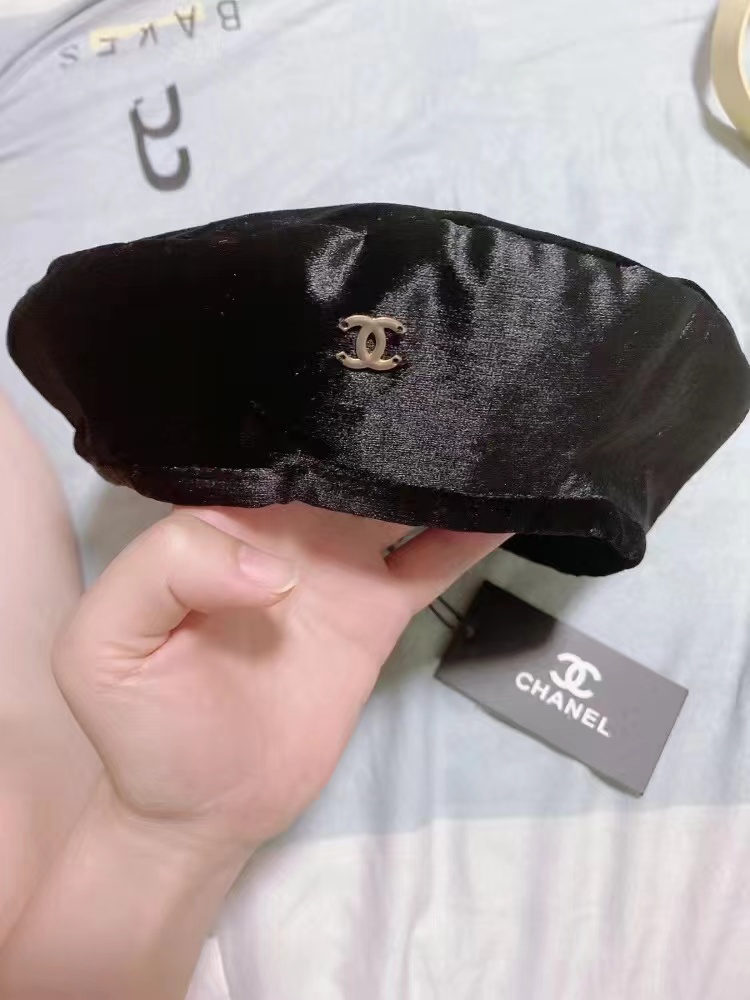 Chanel black beret hat fashion
