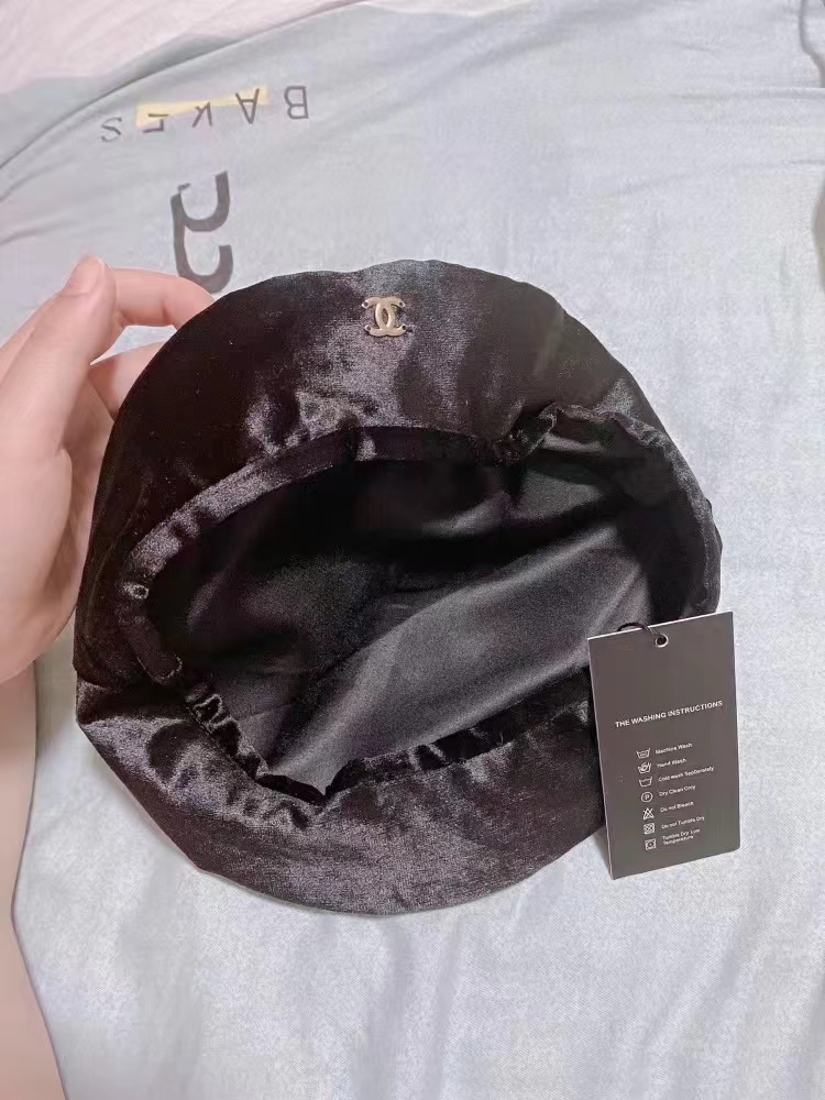 Chanel black beret hat fashion