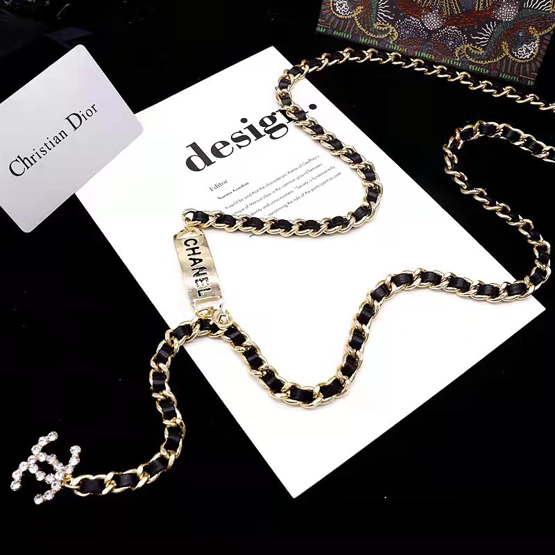 Chanel long leather necklace 110478