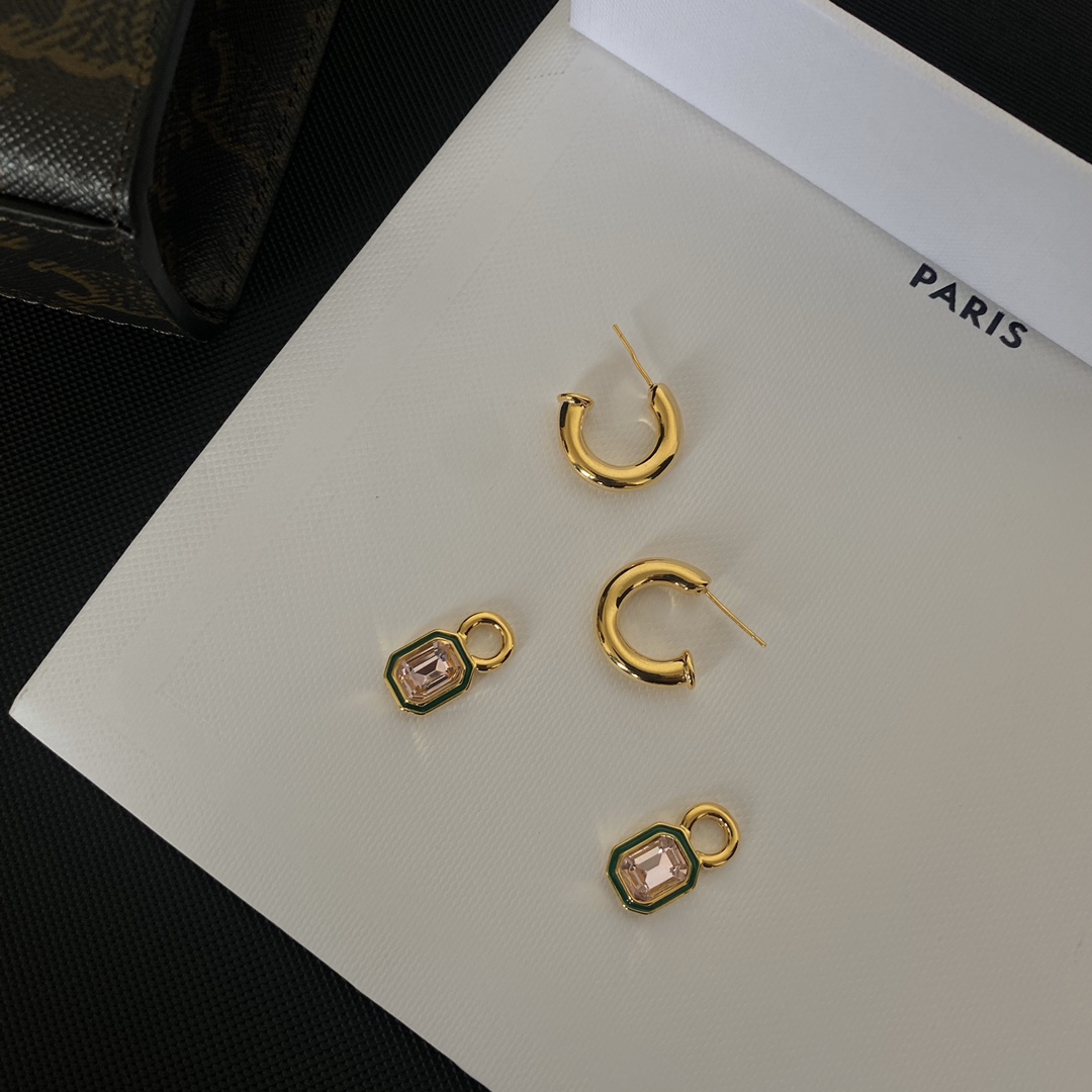 A1073 CELINE copper vintage earrings