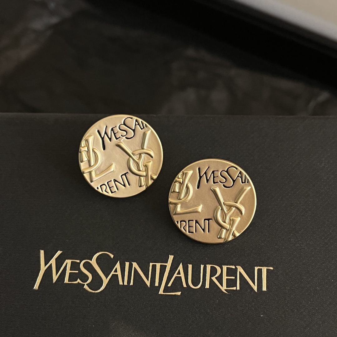 A867  YSL copper vintage earrings