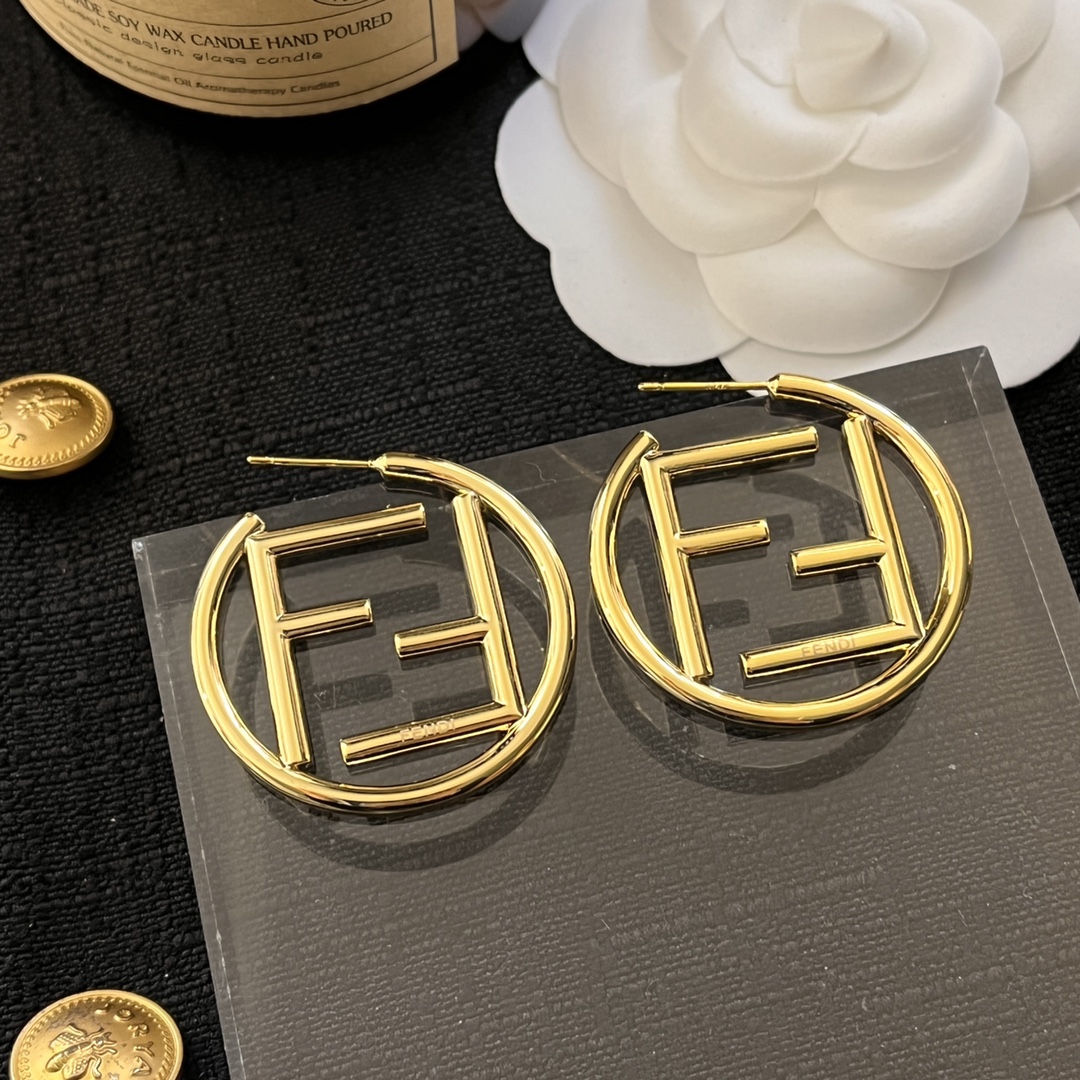 A883 Fendi large FF earrings