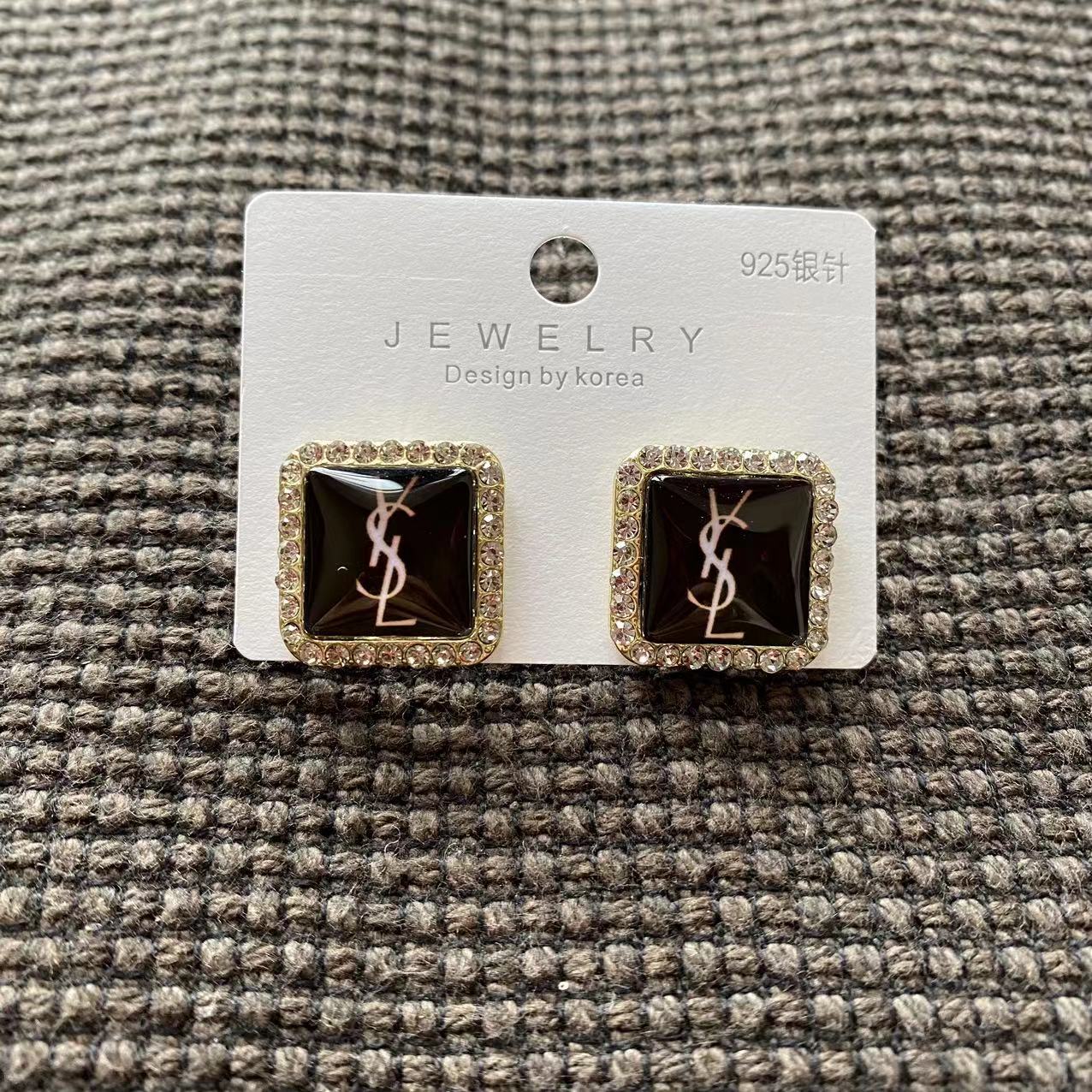 Special Sales! YSL square crystal earrings New