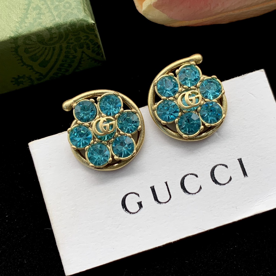 Gucci blue crystal earrings 112394