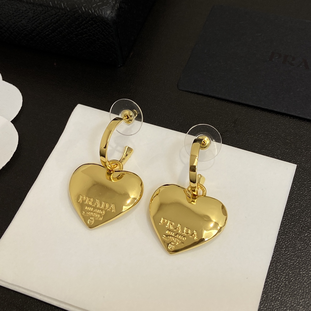 Prada gold heart earrings 112392