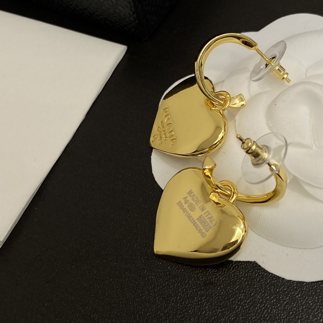 Prada gold heart earrings 112392