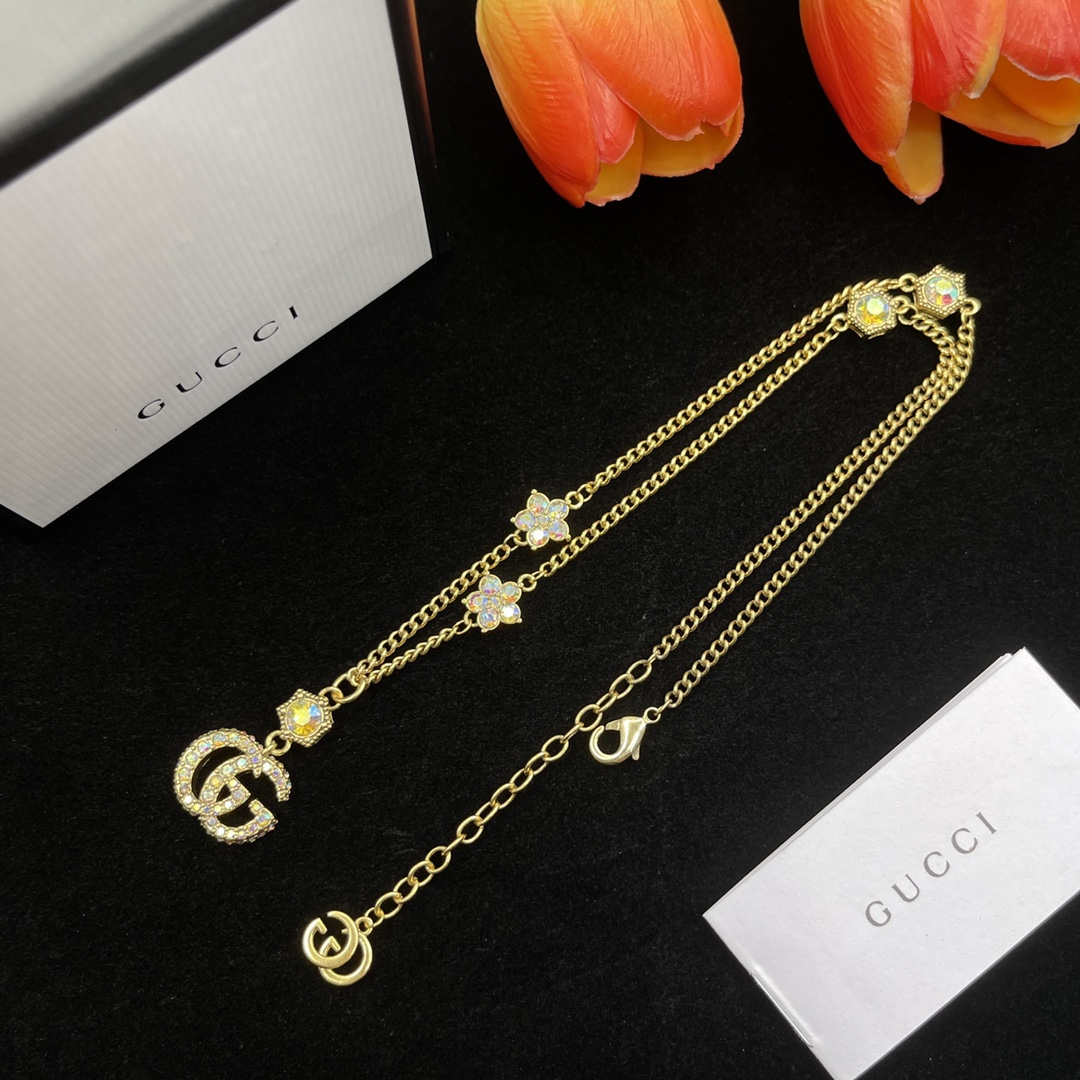 Gucci colorful crystal necklace 112390