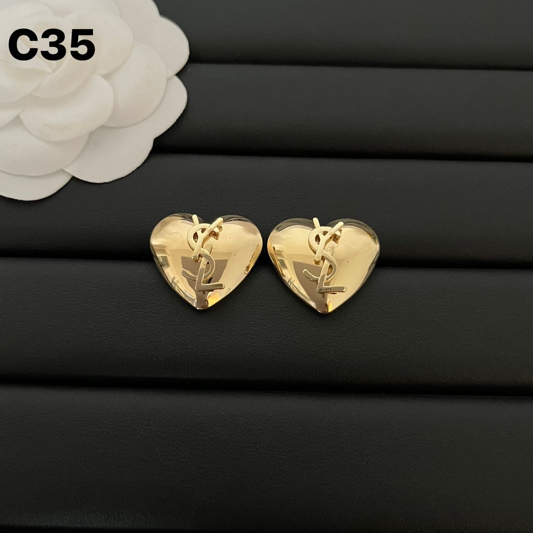 c35 YSL gold heart earrings