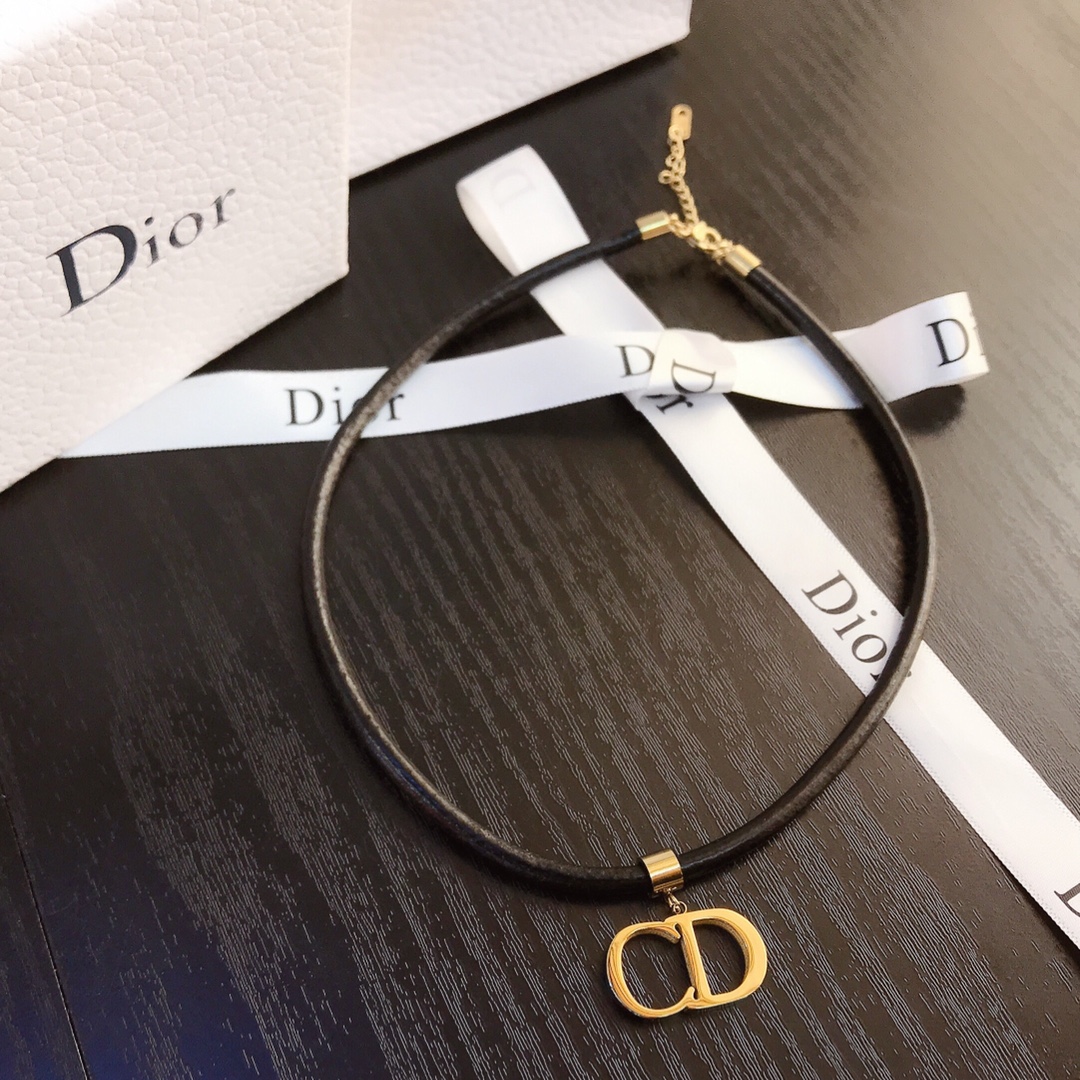 X026 Dior leather choker necklace