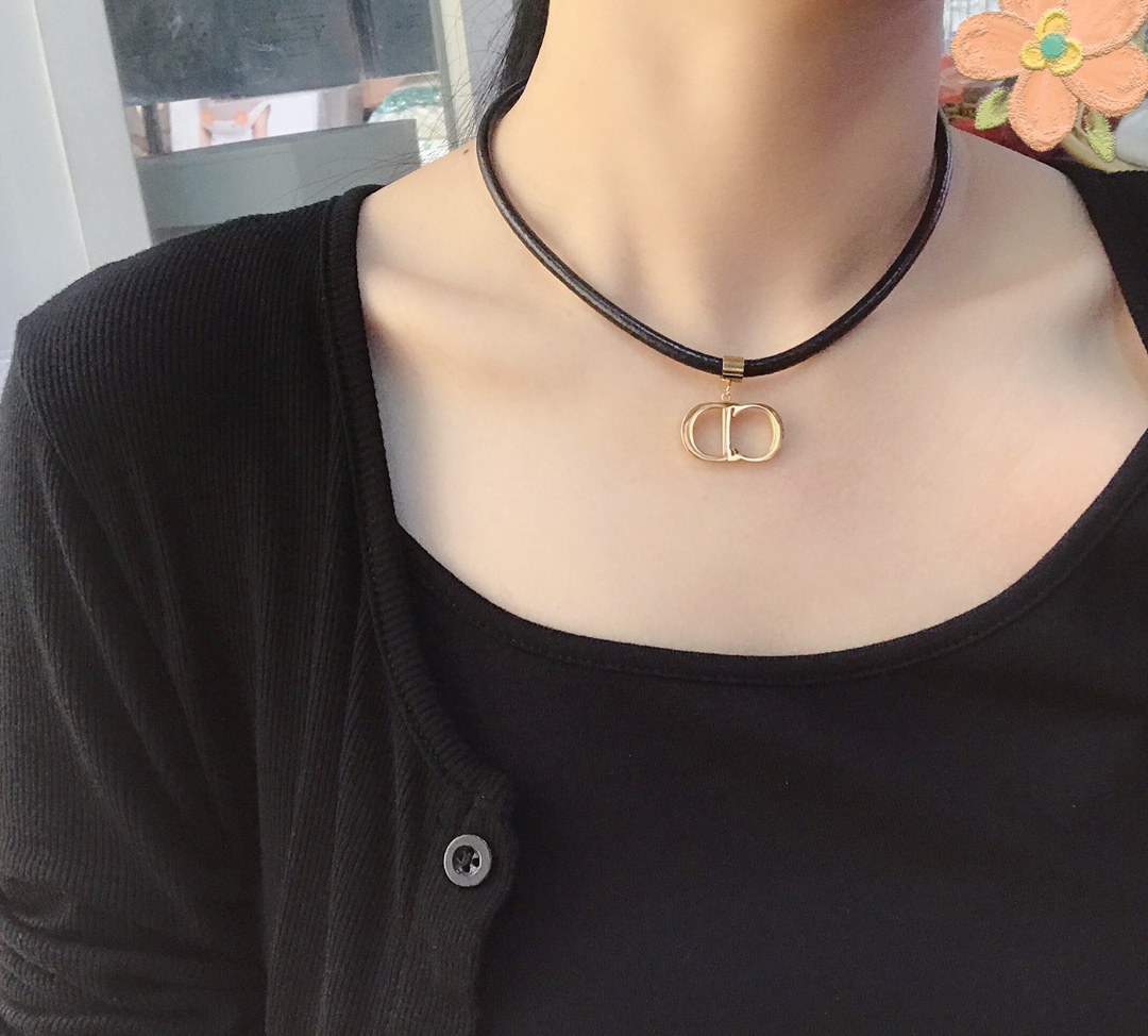 X026 Dior leather choker necklace