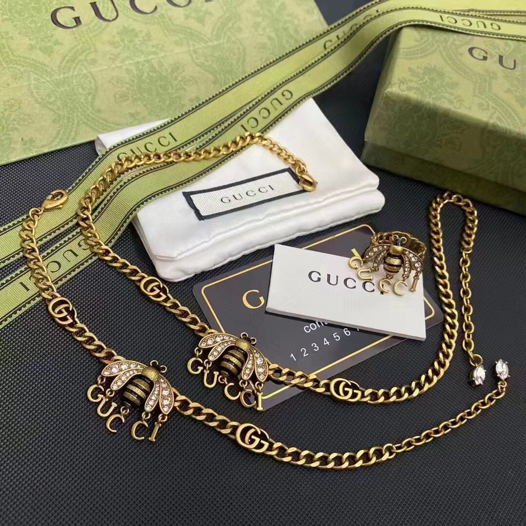 Gucci copper vintage Bee Necklace/Bracelet 112518