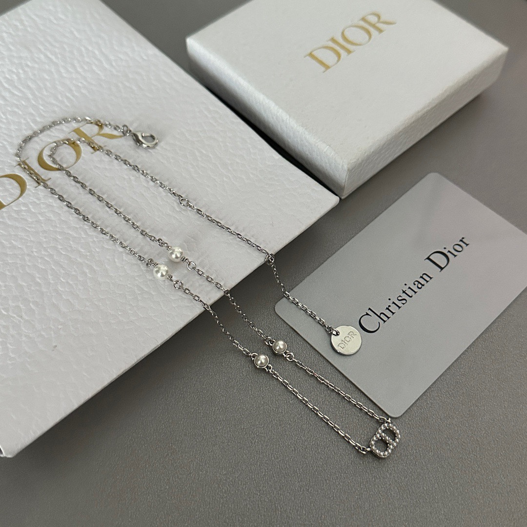 B829  Dior silver necklace