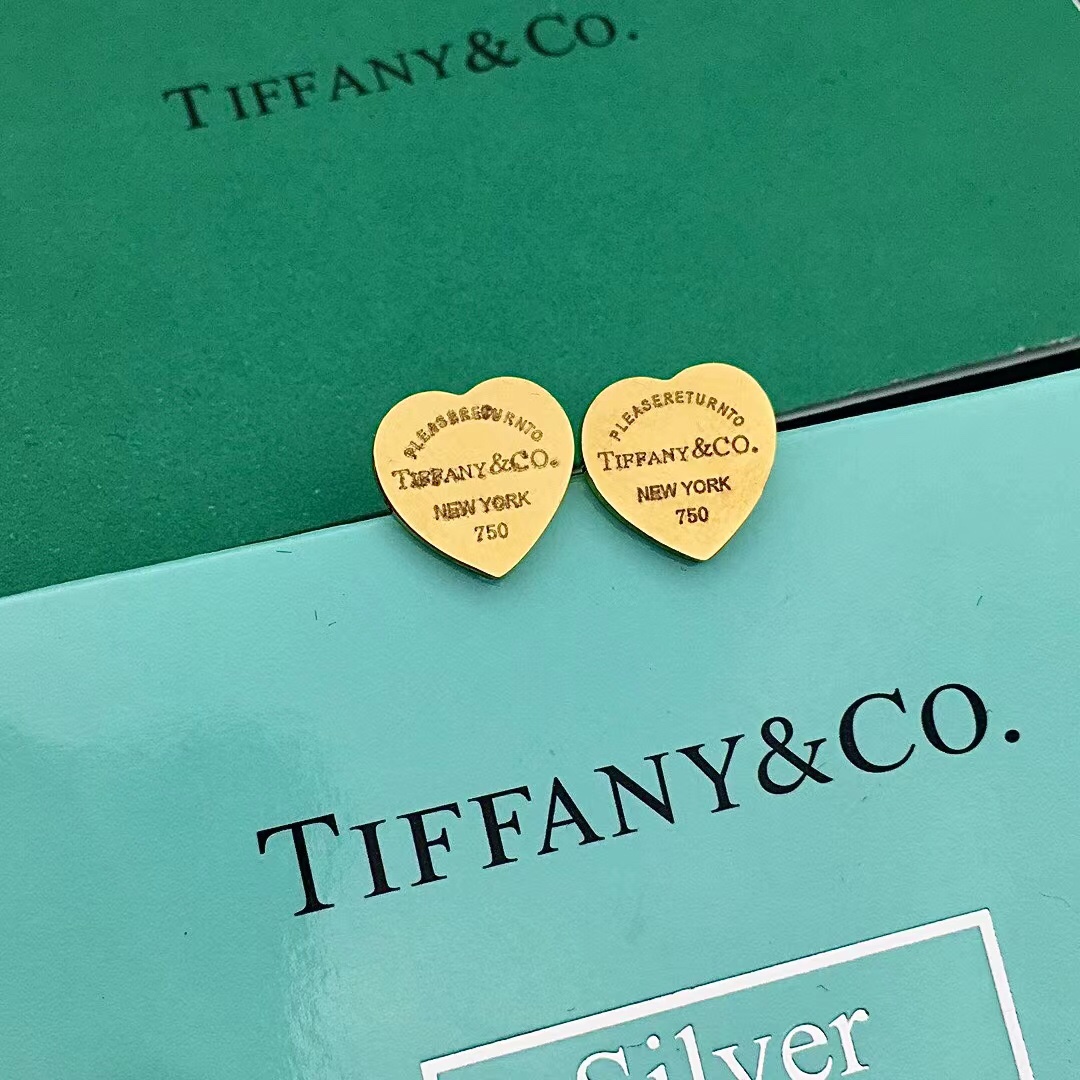 Tiffany gold heart earrings 113126