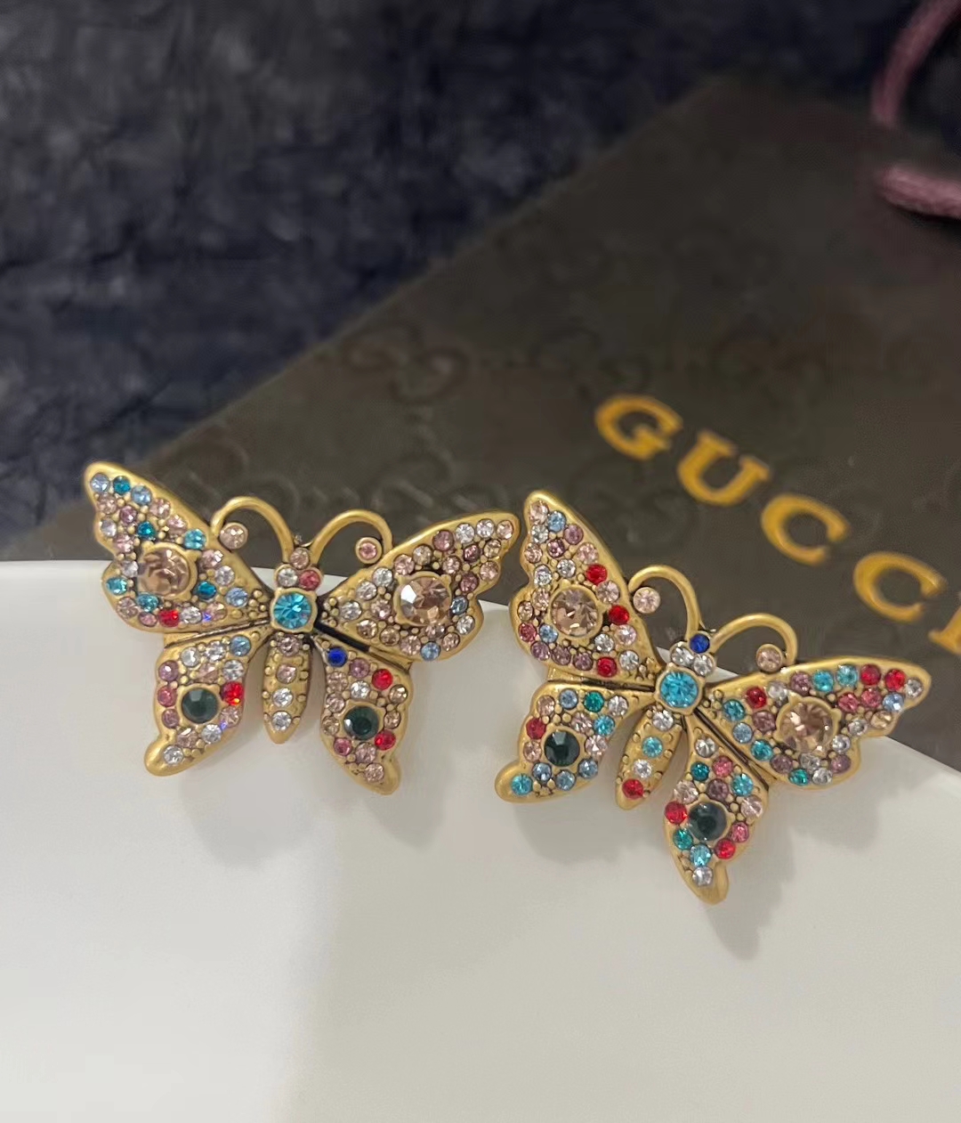 A1849 Gucci copper vintage butterfly earrings