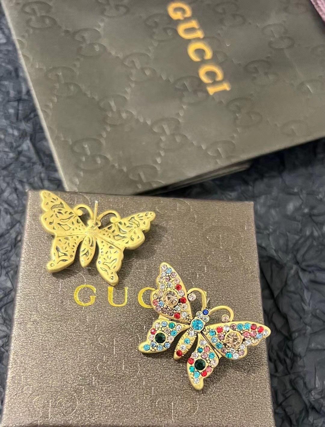 A1849 Gucci copper vintage butterfly earrings