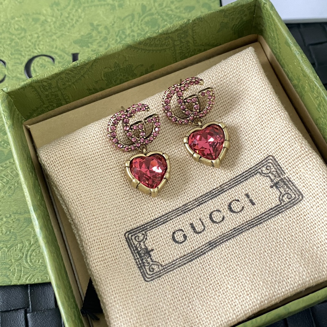 A1792 Gucci red heart earrings