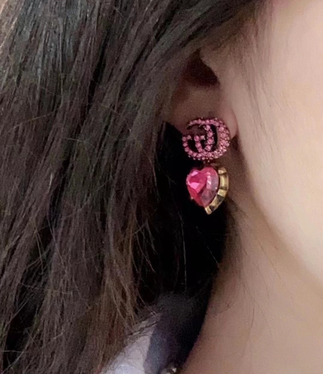 A1792 Gucci red heart earrings