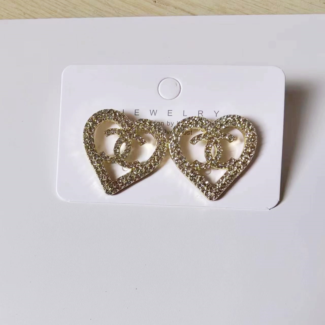 Big sale!Chanel crystal heart earrings