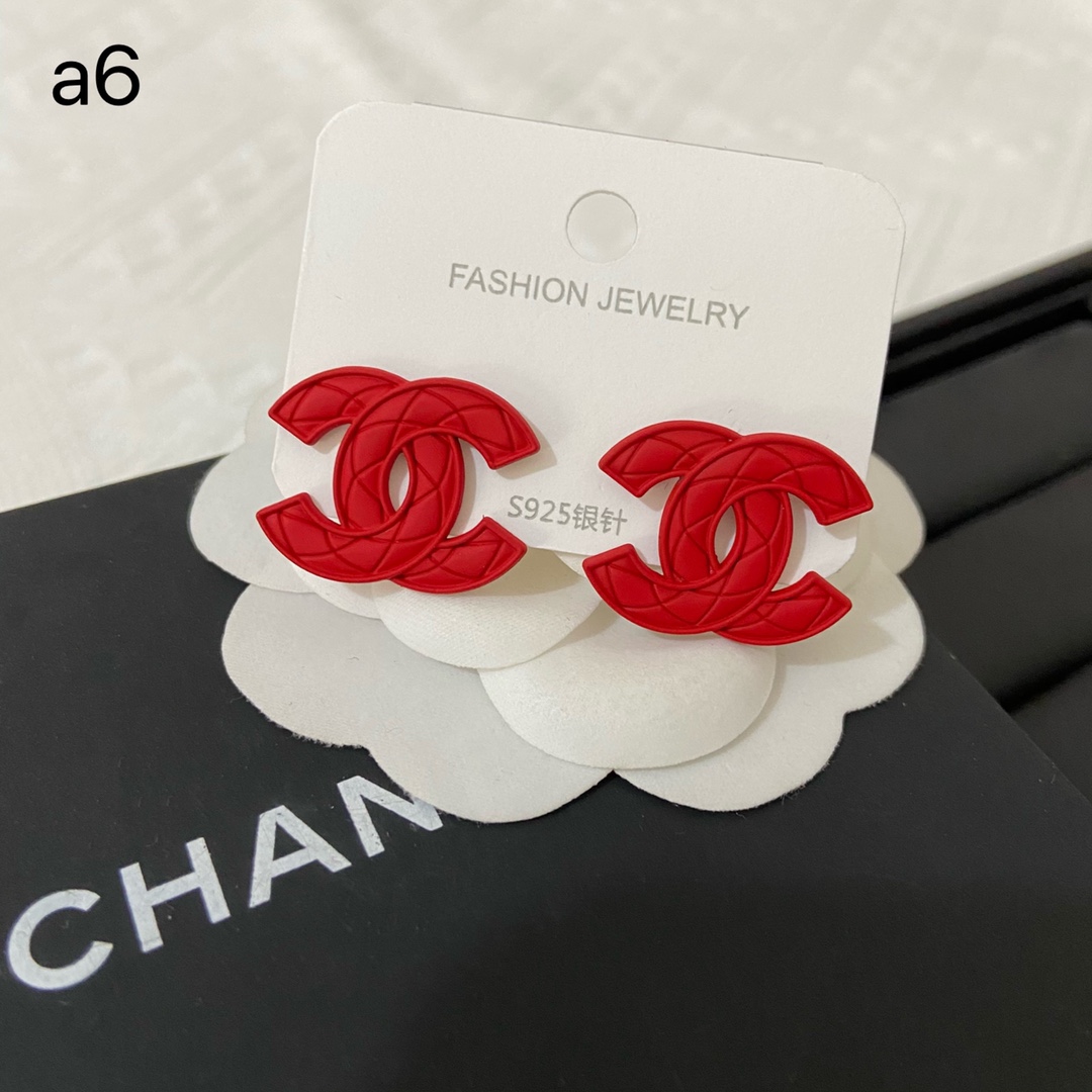 a6 Chanel red cc earrings 108444