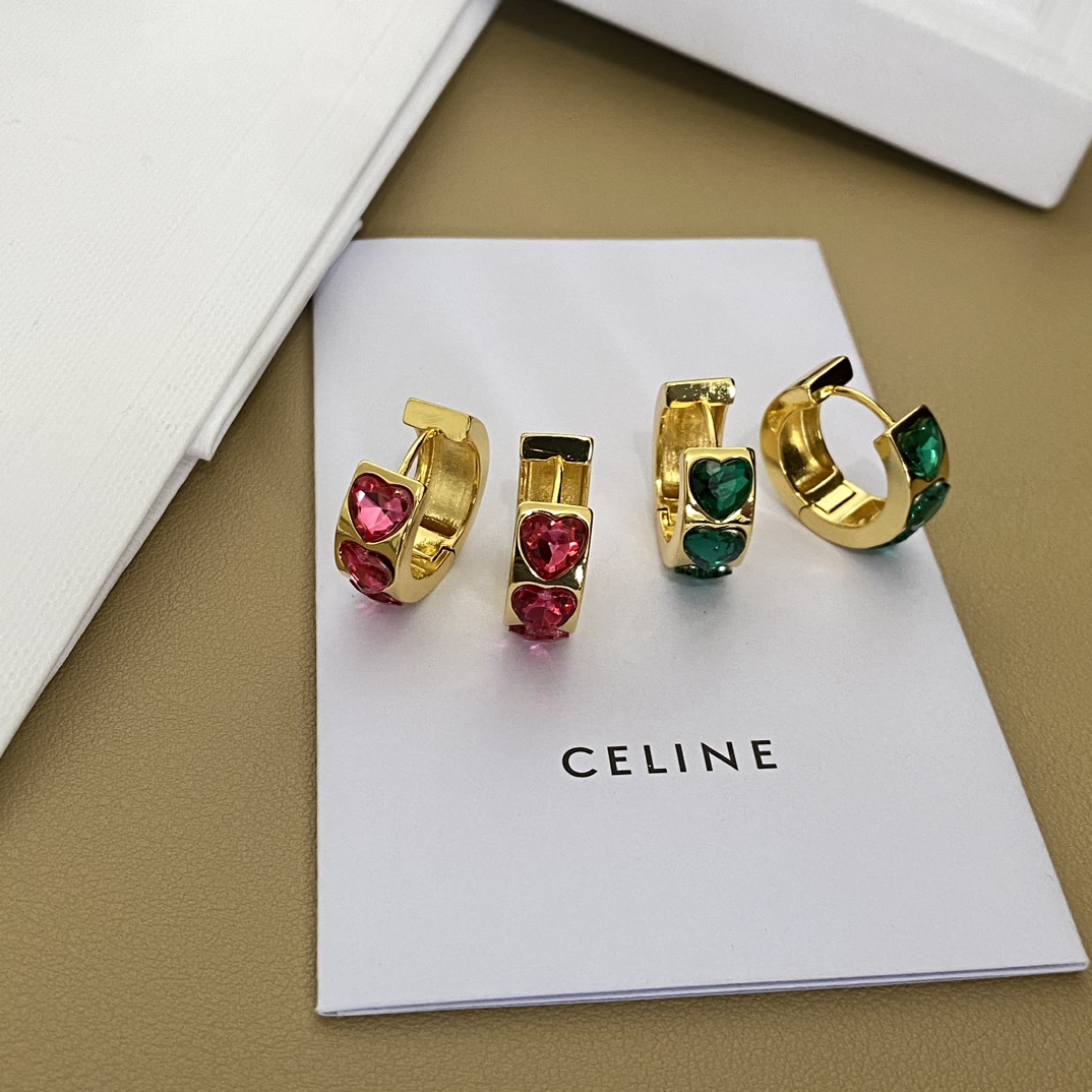 A1585 Celine Pink/Green hoop earrings