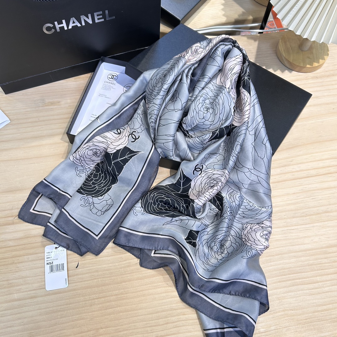 Chanel Silk Scarf 180cm 113722