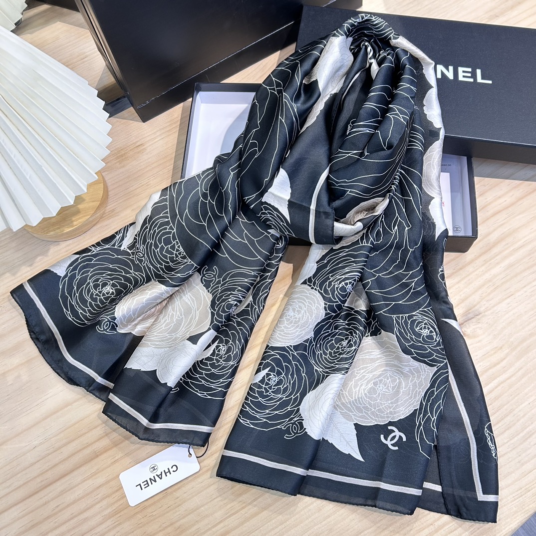 Chanel Silk Scarf 180cm 113721