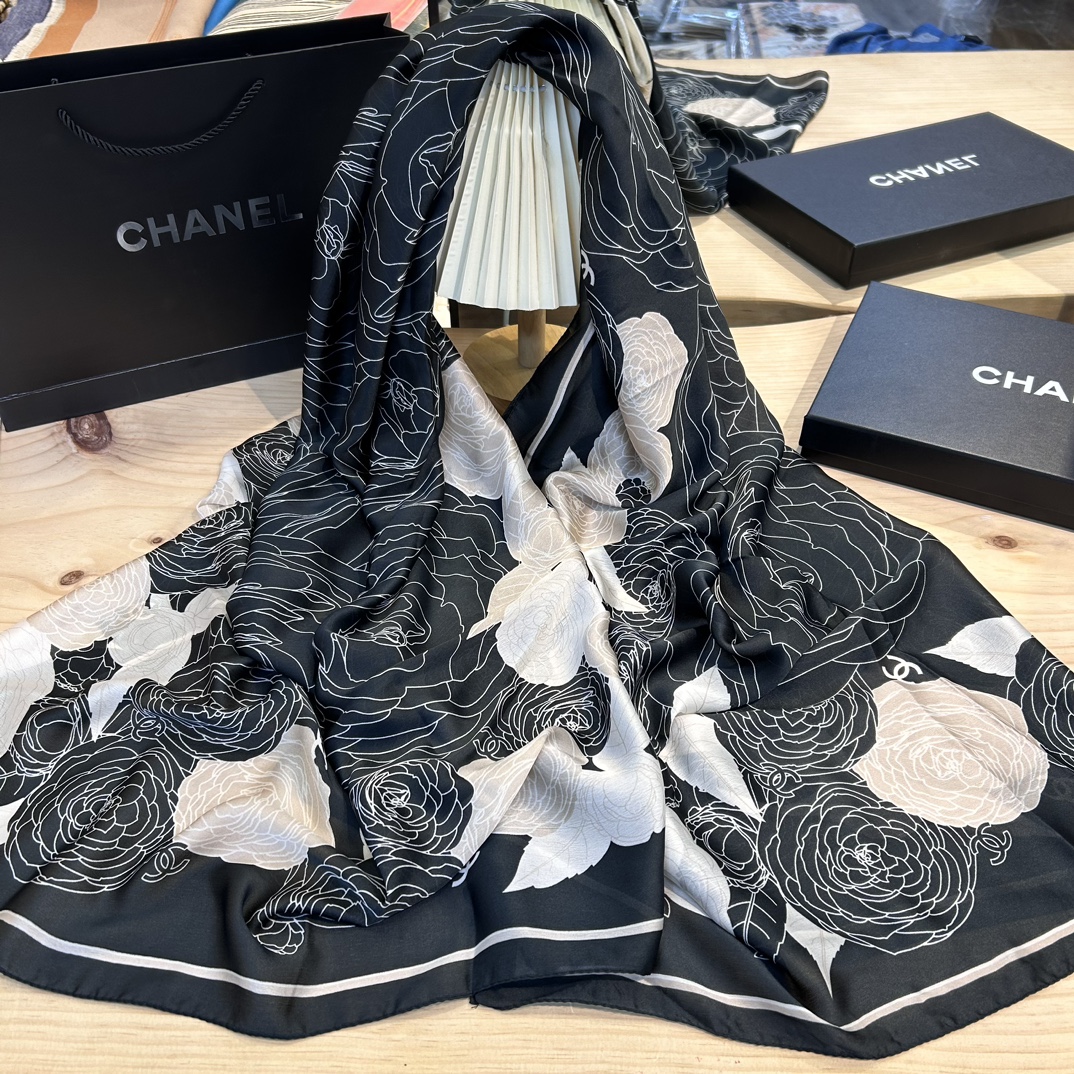 Chanel Silk Scarf 180cm 113721