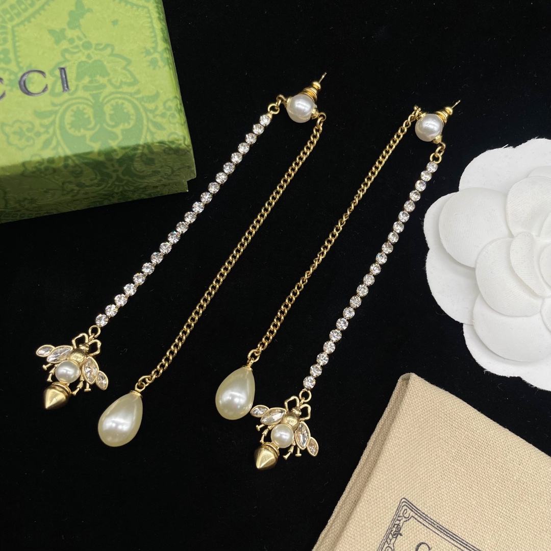 Gucci pearls bee earrings 113762