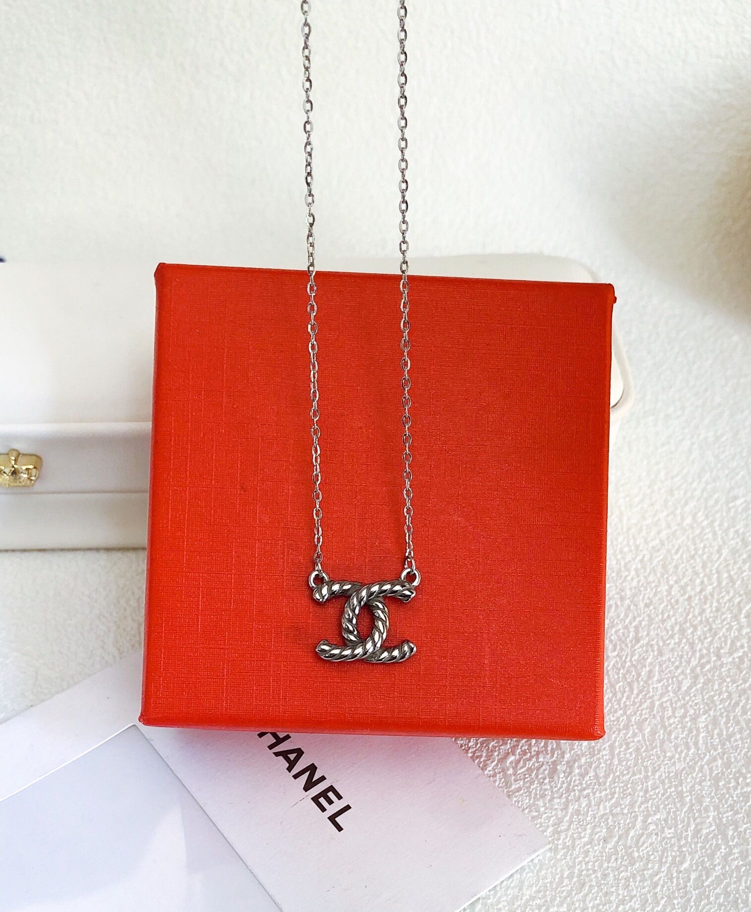 Chanel vintage steel cc necklace 113823