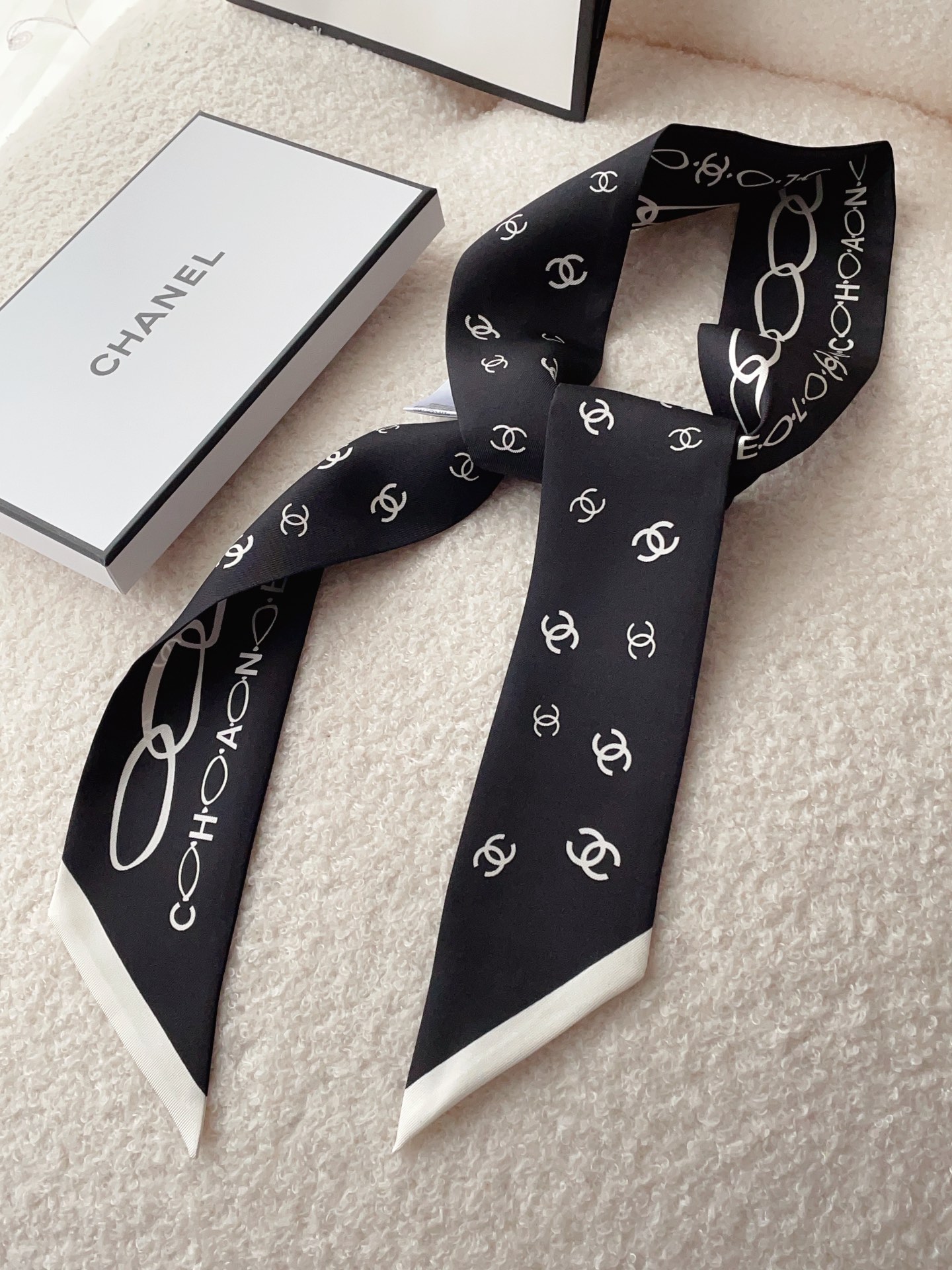 Chanel Silk ribbon/head band/Scarf