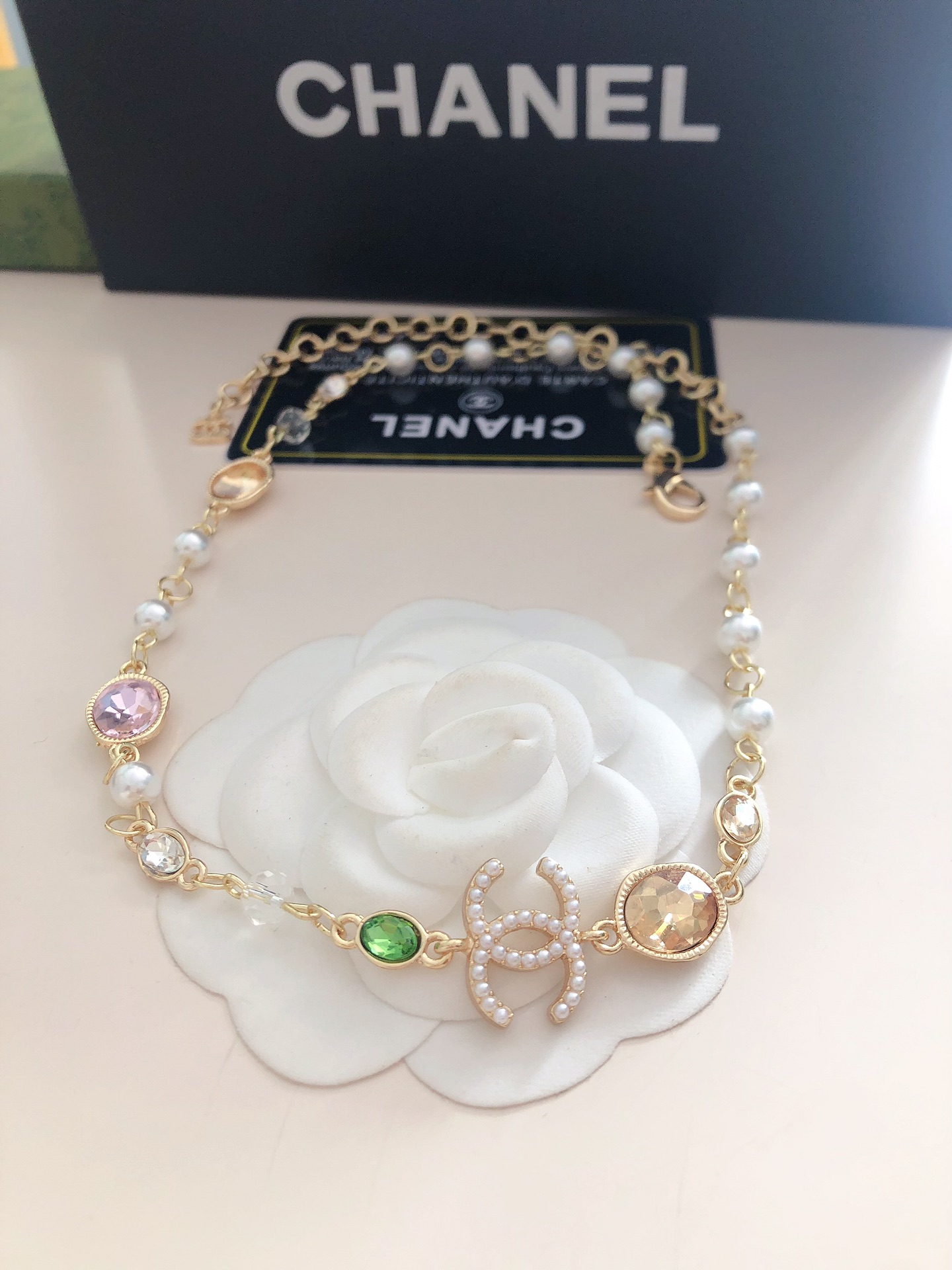 Chanel choker clorful crystal necklace 113910